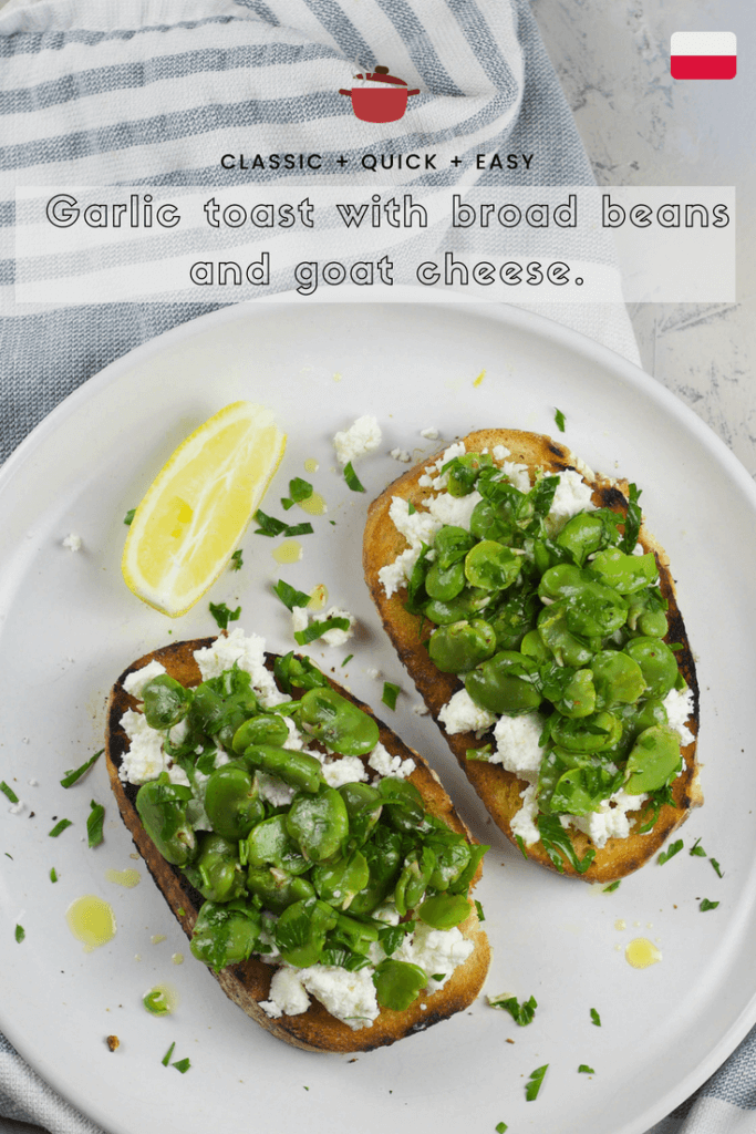 Garlic toast with broad beans and goat cheese that your kids will enjoy in spring and summer time
