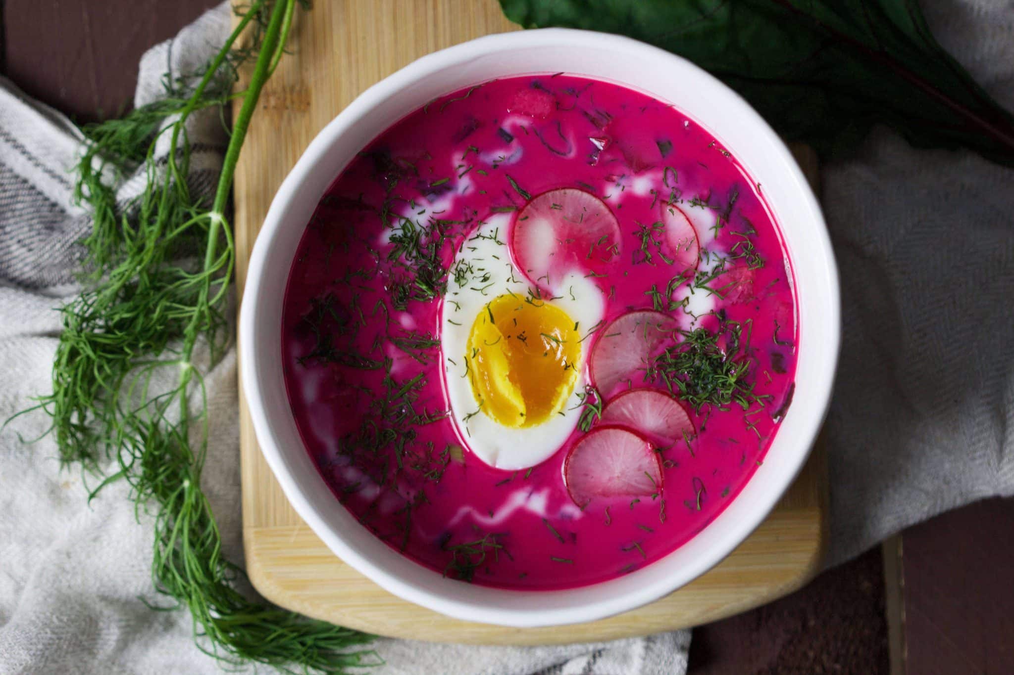 Traditional Polish cold beetroot soup (chlodnik)