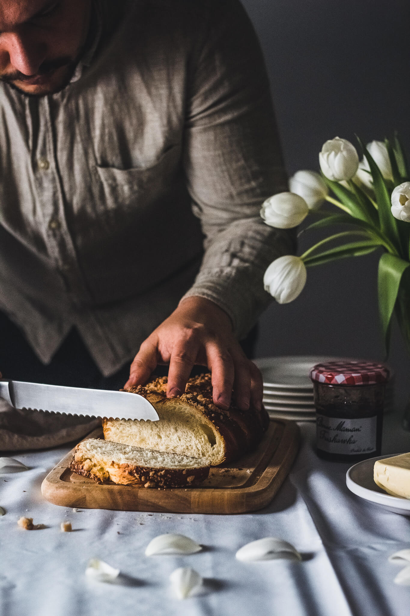 Challah bread with crumble.