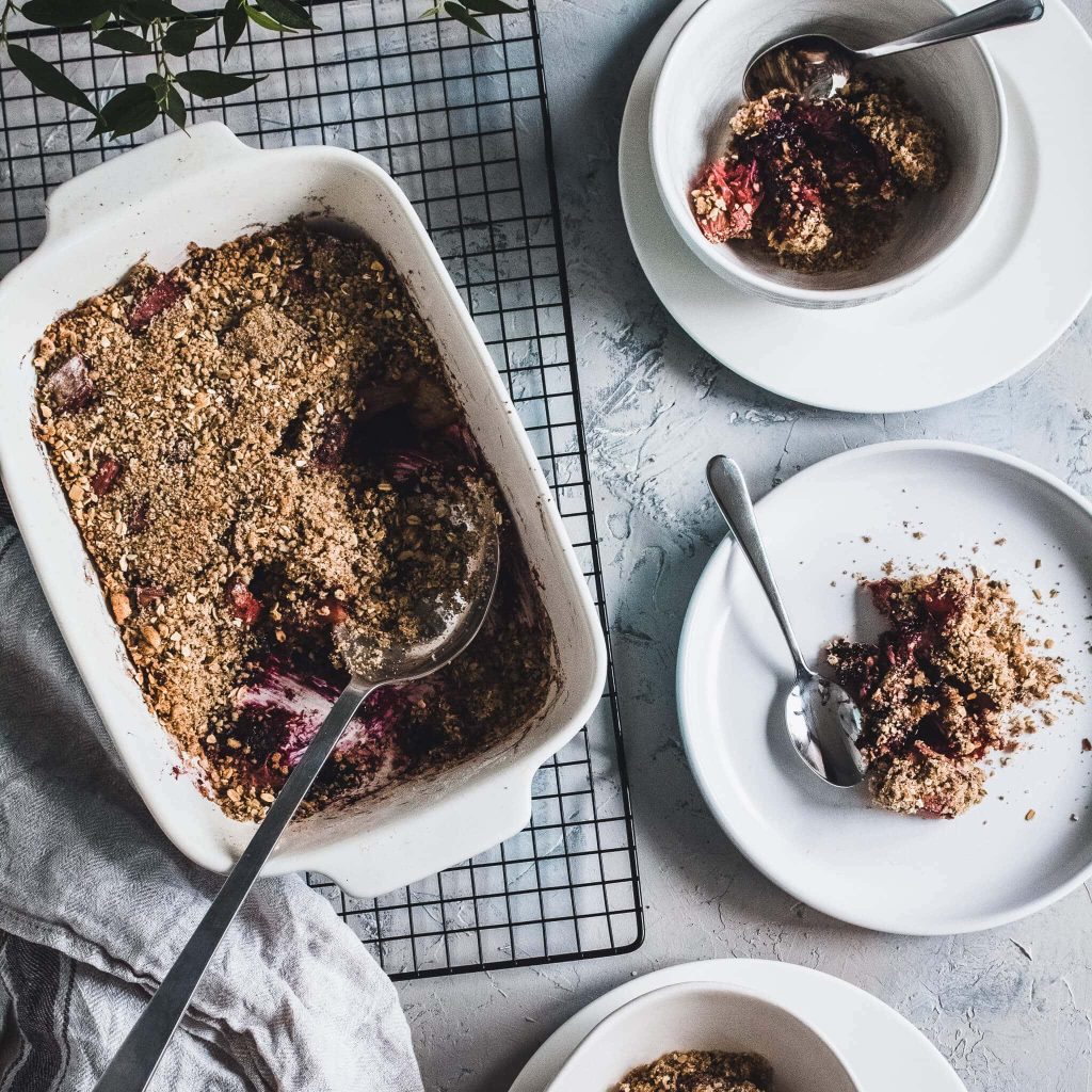 Perfect rhubarb under butter coffee crumble.