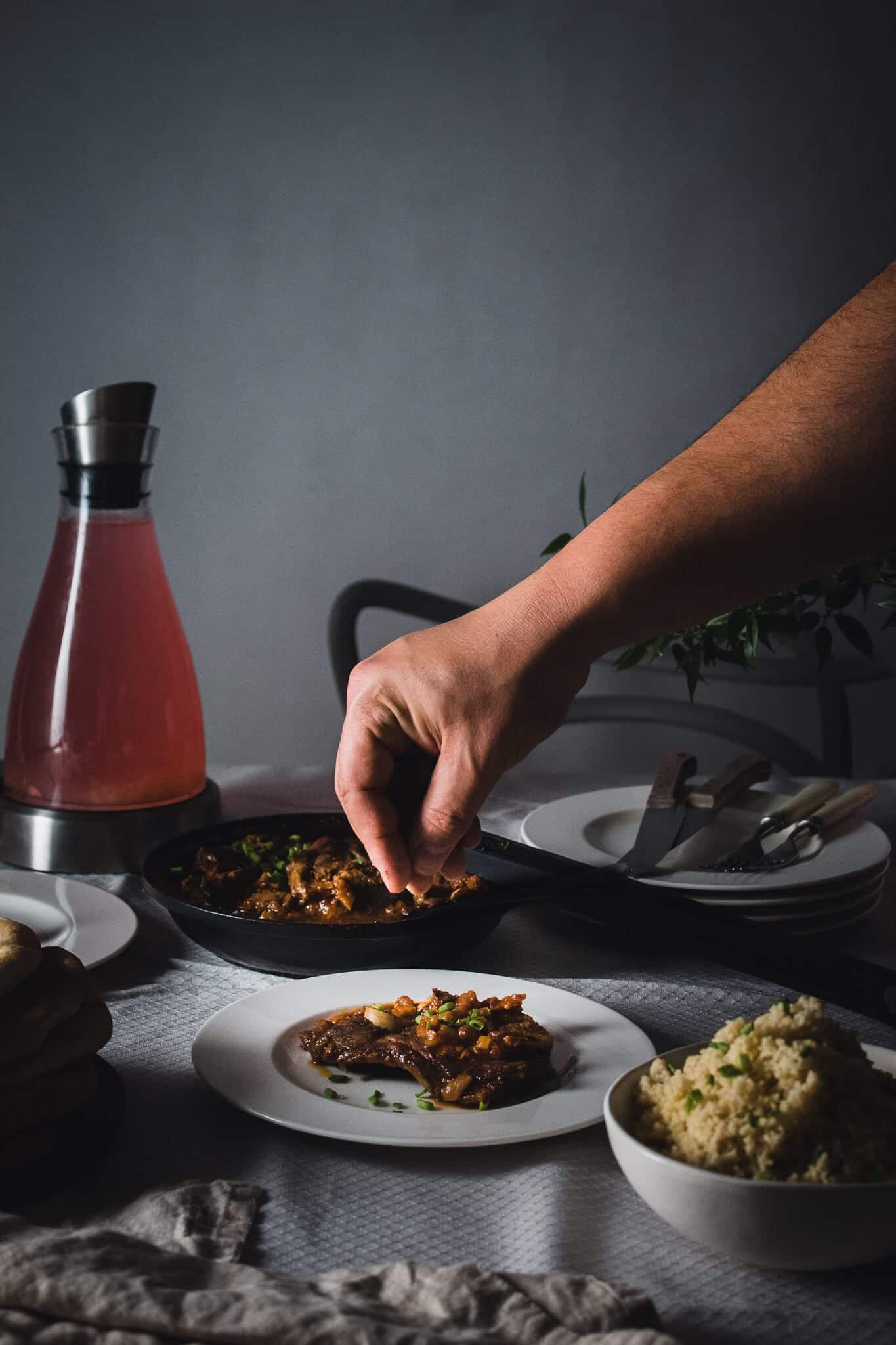 The best savory rhubarb lamb tajine with raisin couscous.
