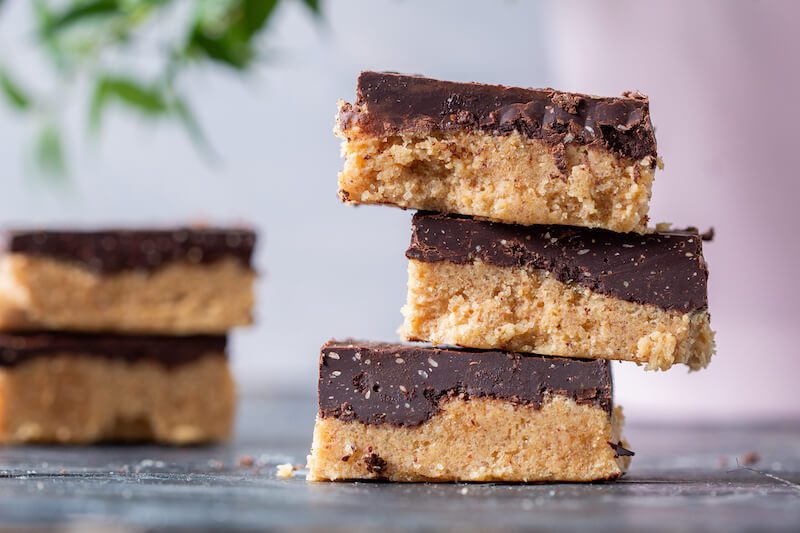 Vegan peanut butter bars. No-bake, easy and delicious.