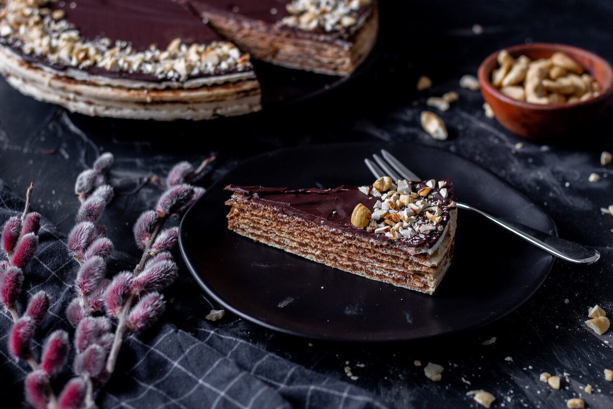 Pischinger cake with chocolate filling - an authentic Polish dessert.