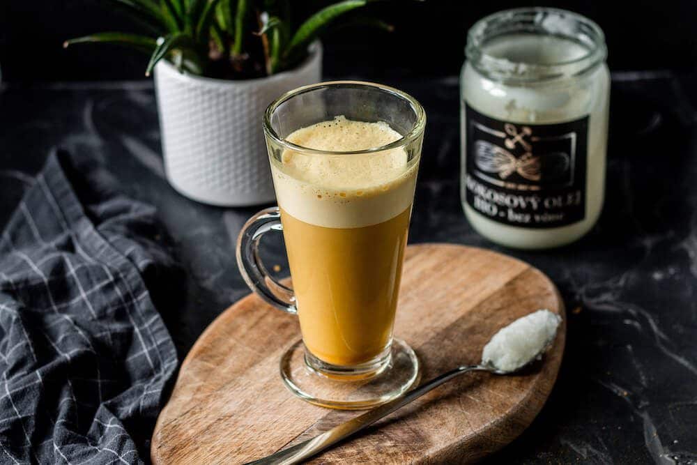 Easy and healthy bulletproof KETO coffee with coconut oil and turmeric.