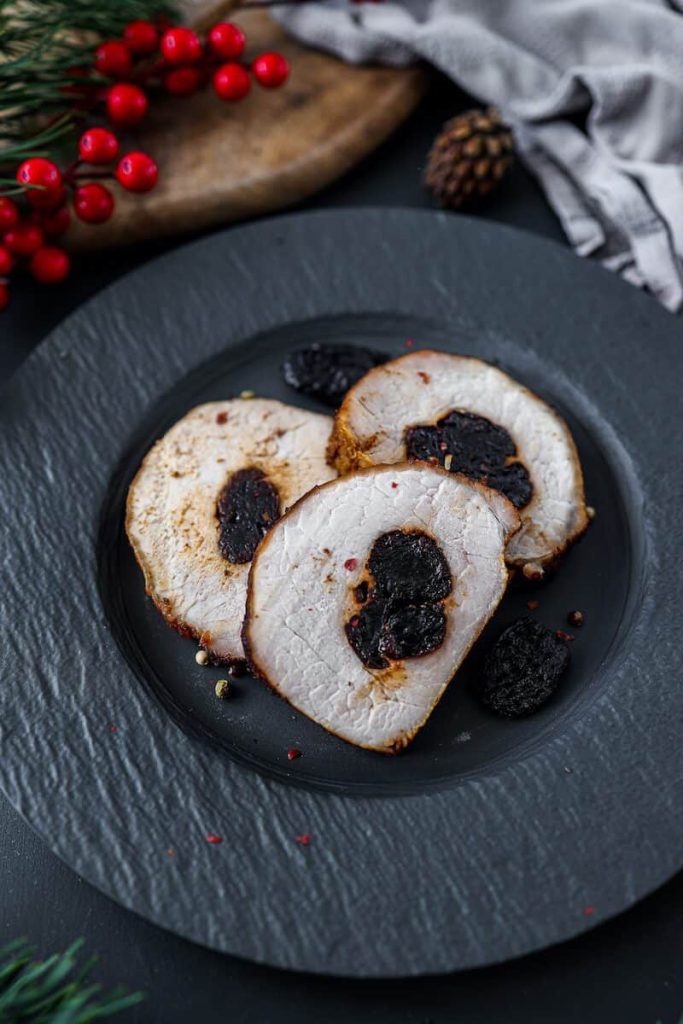 Traditional Polish pork loin with dried prunes. 2