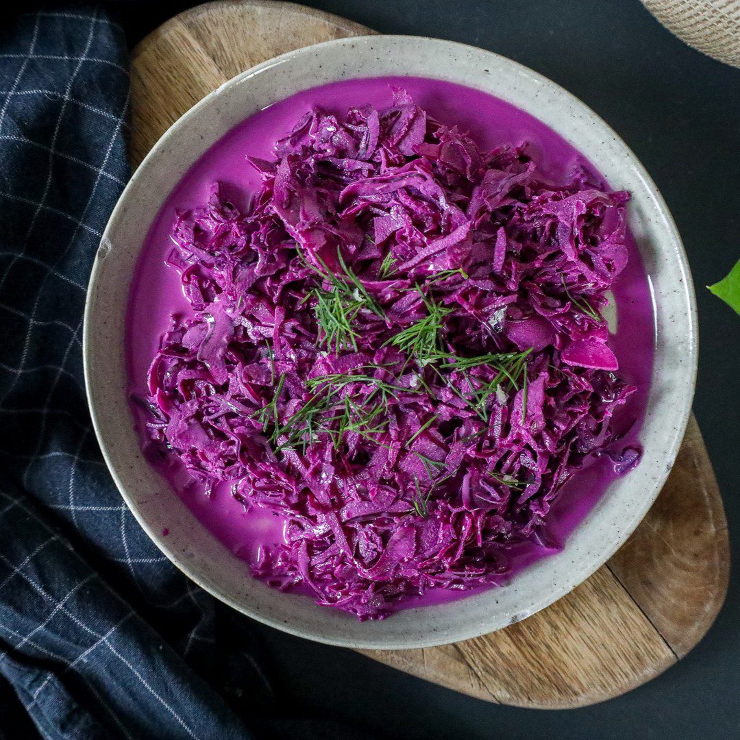 Surówka z czerwonej kapusty – Polish red cabbage salad recipe.😋

Polish red cabbage salad or “surówka z czerwonej kapusty” is a very common dish on our table. I make it several times throughout the year on casual Sundays, birthdays, or at the beginning of autumn.
That’s the period when red cabbage is already fully grown and harvested.

Nevertheless, since I live in Poland red cabbage salad is often eaten on Sunday lunches with Polish “schabowy” or other types of roasted meat.

This red cabbage salad recipe is very easy and will take only a few minutes.
.
.
.
.
#fotografiakulinarna #polishfoodporn #polishfoodblogger #polishfood #sundaylunching #sundaylunchathome #foodphotografer #foodphotograhy #polishrecipe #polishrecipes #polishrecipesaggregator #redcabbage #easylunch